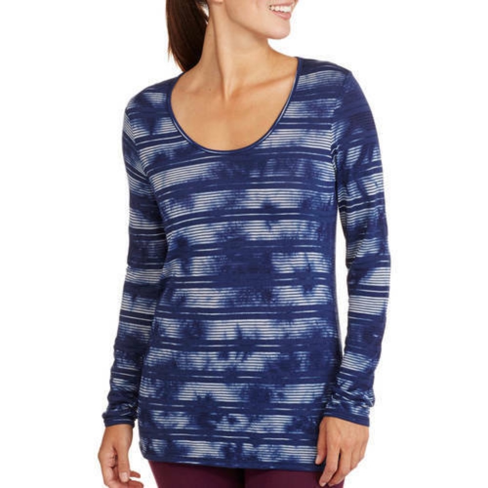Retro-ology Blue Acid Washed Striped Top
